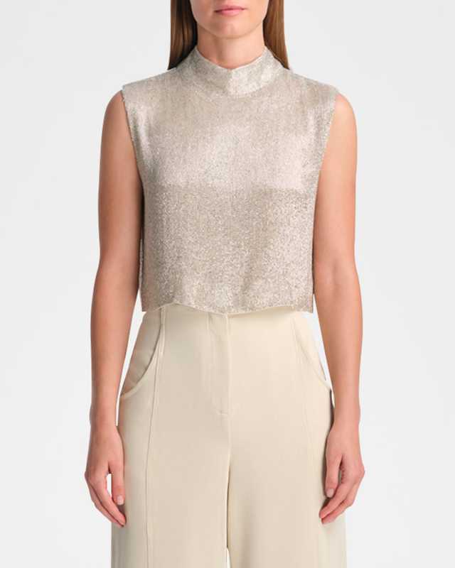 Gigi Embellished Silk Tank Top